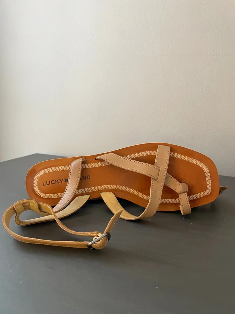 Lucky Brand Women's Tan Leather Strappy Sandals - Picture 3 of 5